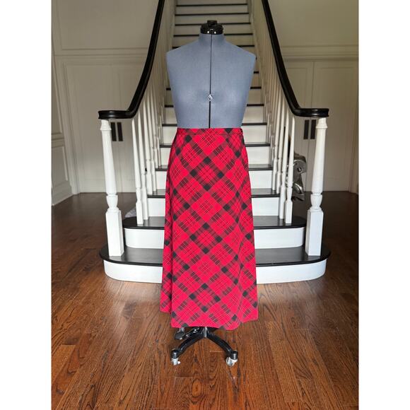 Coldwater Creek Maxi Red Plaid Tartan Skirt Christmas Holiday Party Winter 90s - Picture 2 of 12